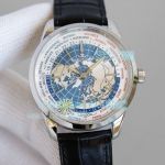 Jaeger LeCoultre Geophysic Universal Replica Watch Blue Dial Black Leather Strap